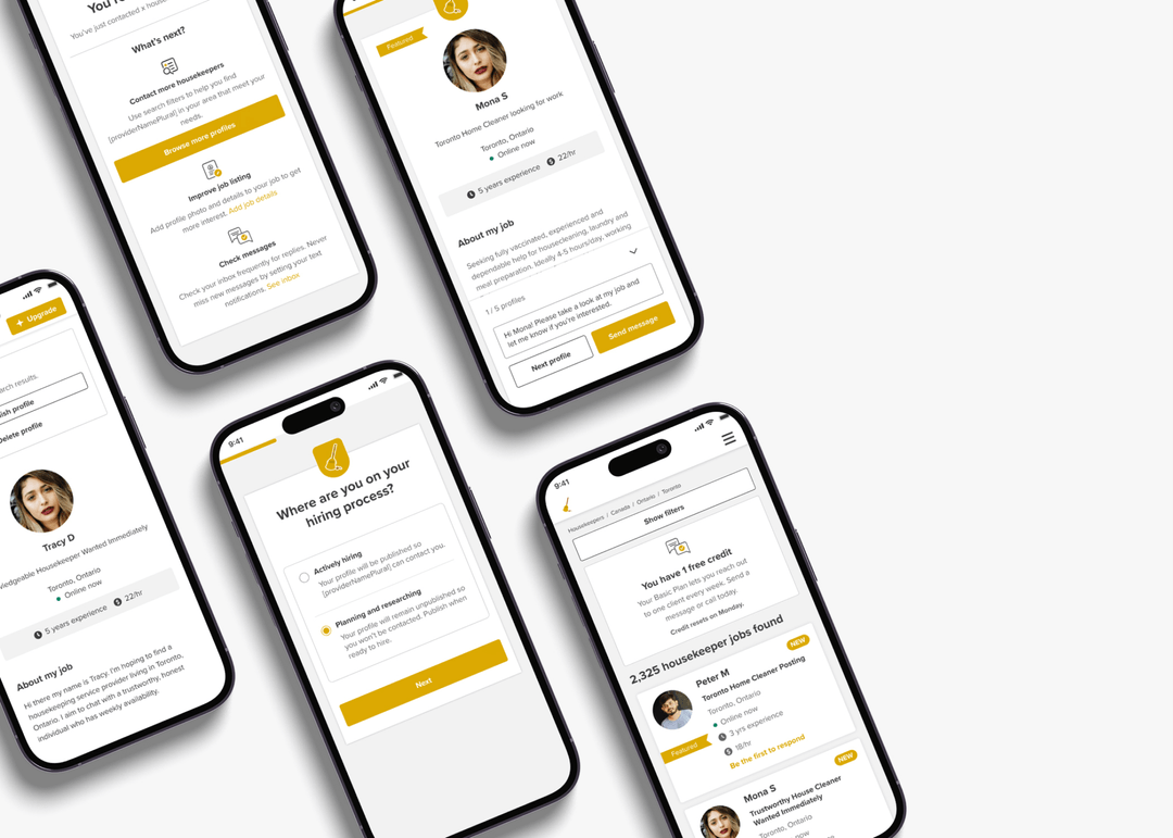 CareGuide messaging app phone mockups